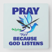 BID omdat God luistert Vierkante Klok (Voorkant)