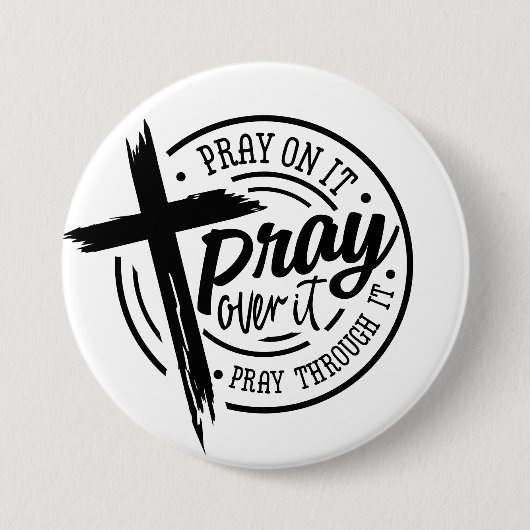 Bid op het Christelijke kruisbijbelvers Ronde Button 7,6 Cm (Voorkant)