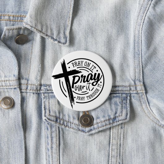 Bid op het Christelijke kruisbijbelvers Ronde Button 7,6 Cm (In situ)