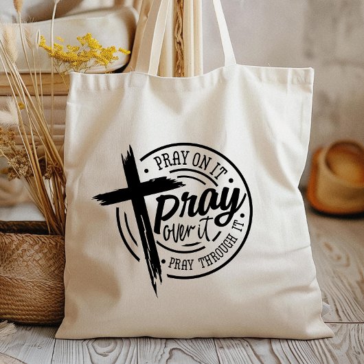 Bid op het Christelijke kruisbijbelvers Tote Bag
