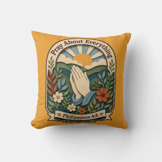 Bid Overal Vintage Folk Art Botanisch Kussen (Voorkant)