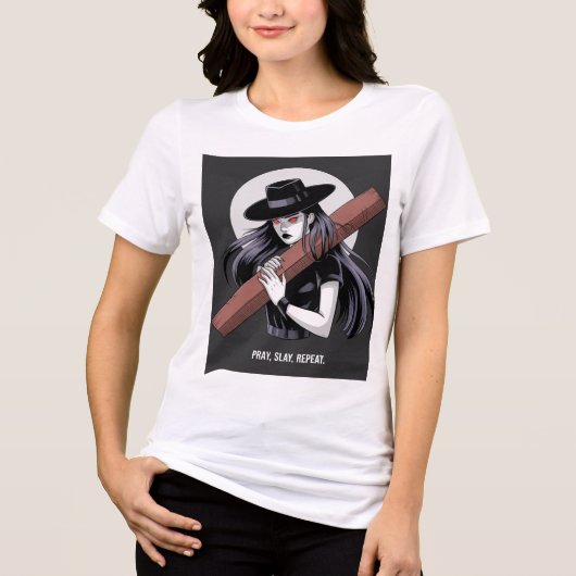 Bid, sterf, herhaal de woorden van vrouwen Tri-Blend shirt (Voorkant)