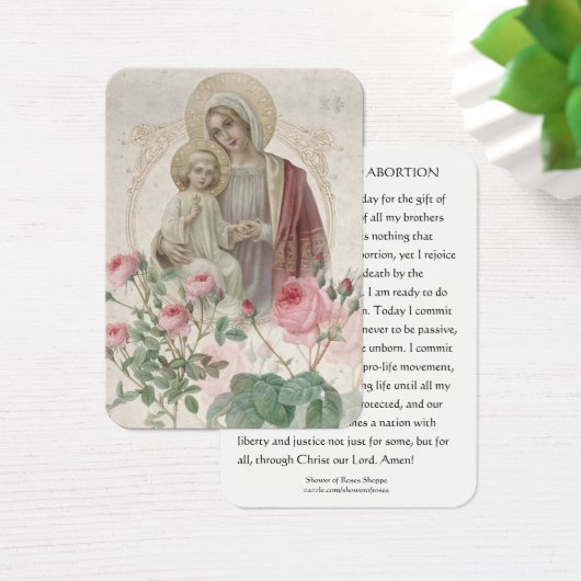 Bid tot einde abortus Pro-life Religieuze Mary Visitekaartje (Bureau)