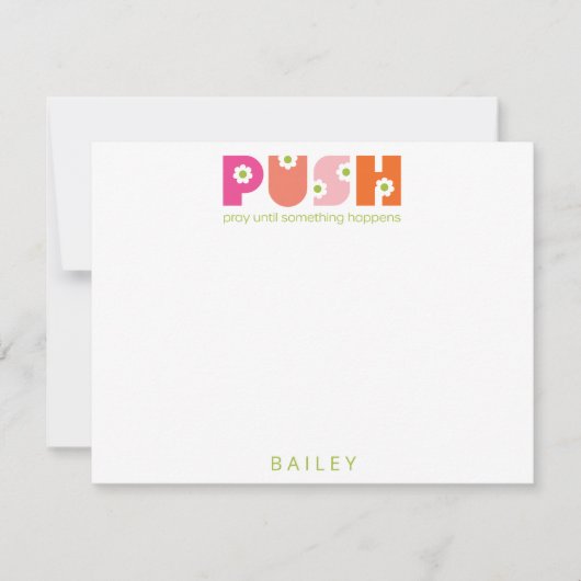 Bid tot er iets gebeurt met roze Sinaasappel Notitiekaartje (Voorkant)