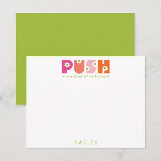 Bid tot er iets gebeurt met roze Sinaasappel Notitiekaartje (Voorkant / Achterkant)