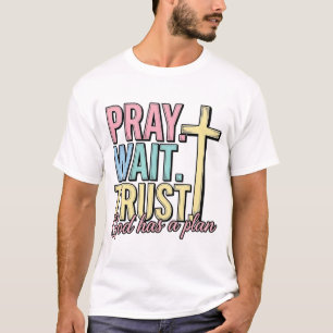 Bid Vertrouw Wacht Kruis Christelijk Vintage T-shirt