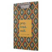 Bid Vertrouwen Wacht Retro Ikat Green Gold Klembord (Links)