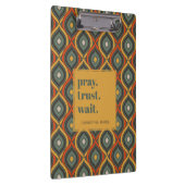 Bid Vertrouwen Wacht Retro Ikat Green Gold Klembord (Rechts)