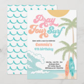 Bid Vier Surf Retro Surf Strand 4e Verjaardag Kaart (Voorkant / Achterkant)