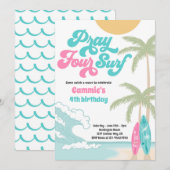 Bid Vier Surf Retro Surf Strand 4e Verjaardag Kaart (Voorkant / Achterkant)