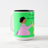 Bid voor de daklozen: Groen Tweekleurige Koffiemok (Voorkant links)