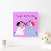 Bid voor de daklozen- Lavendel & Hart: Vierkante Klok (Huis)