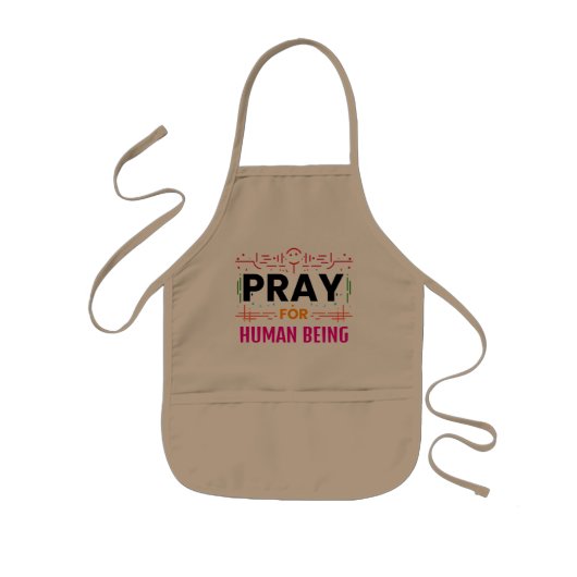 Bid voor de mens kinder schort (Voorkant)