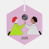 Bid voor de wereld: Lavendel Glas Ornament (Achterkant)