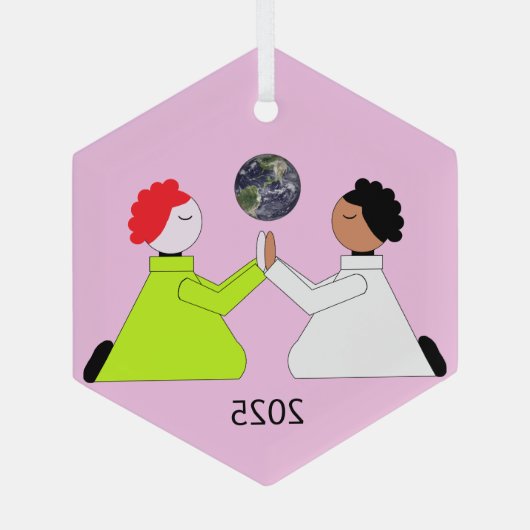 Bid voor de wereld: Lavendel Glas Ornament (Achterkant)