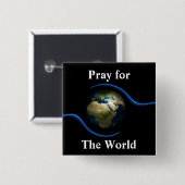 Bid voor de wereld vierkante button 5,1 cm (Voorkant /achterkant)