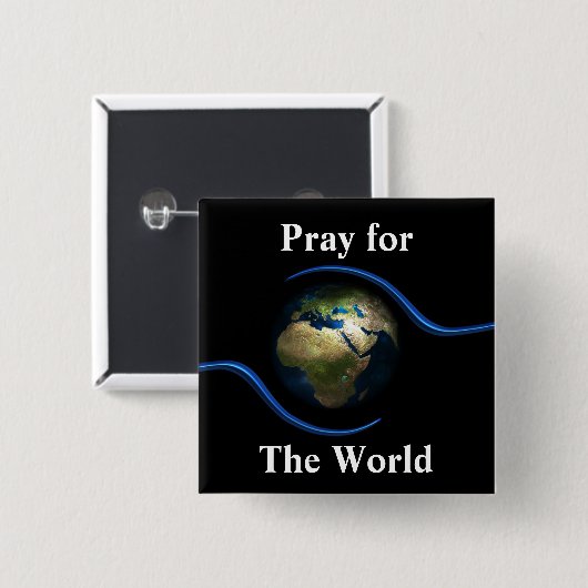 Bid voor de wereld vierkante button 5,1 cm (Voorkant /achterkant)