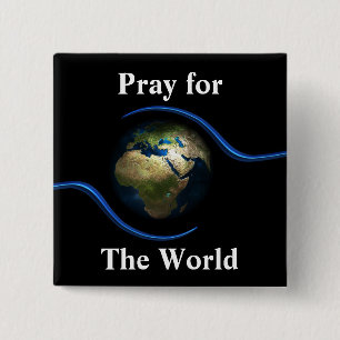 Bid voor de wereld vierkante button 5,1 cm