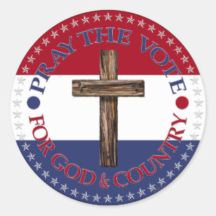 Bid voor God en land met kruis Ronde Sticker