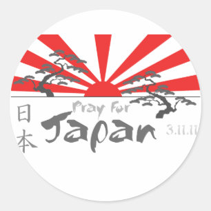 Bid voor Japan met de stijgende zon Ronde Sticker