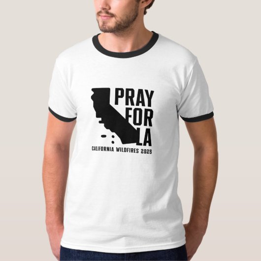 Bid voor LA California 2025 wildfire Basic Ringer T-shirt (Voorkant)