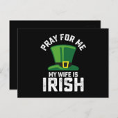 Bid voor mij, mijn vrouw is Iers St Patrick's Day Briefkaart (Voorkant / Achterkant)