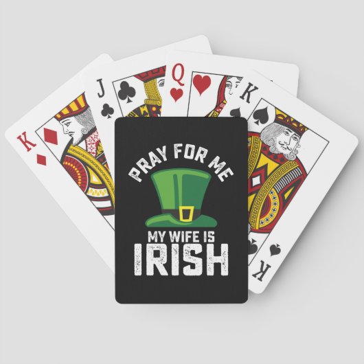 Bid voor mij, mijn vrouw is Iers St Patrick's Day Pokerkaarten (Achterkant)