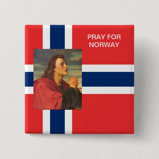 BID VOOR NOORWEGEN VIERKANTE BUTTON 5,1 CM (Voorkant)