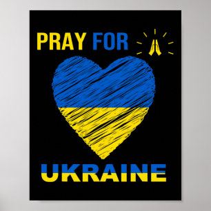 Bid voor Oekraïne Oekraïense Vlag Hart Christelijk Poster