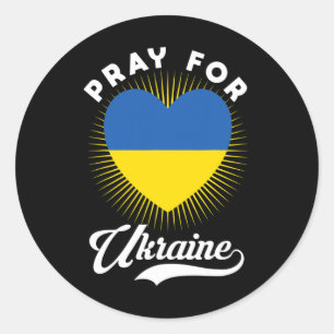 Bid voor Oekraïne Oekraïense vlag Steun Ik sta Wi Ronde Sticker
