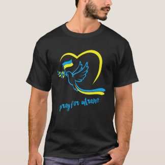 Bid voor Oekraïne. Peace Dove Pigeon Love Flag Hoo T-shirt
