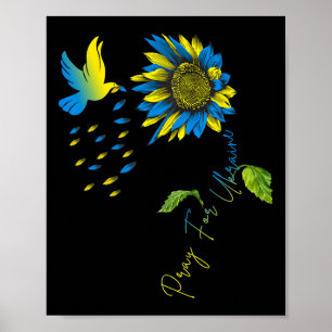 Bid voor Oekraïne Zonnebloem Oekraïense Vlag Oekra Poster