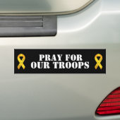 Bid voor onze troepen - Geel lint Bumpersticker (Op auto)