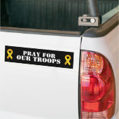 Bid voor onze troepen - Geel lint Bumpersticker (Op Truck)
