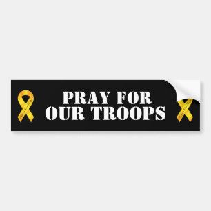 Bid voor onze troepen - Geel lint Bumpersticker