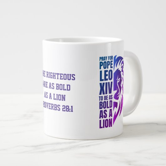 Bid voor paus Leo XIV Christelijke leeuw Grote Koffiekop (Voorkant rechts)