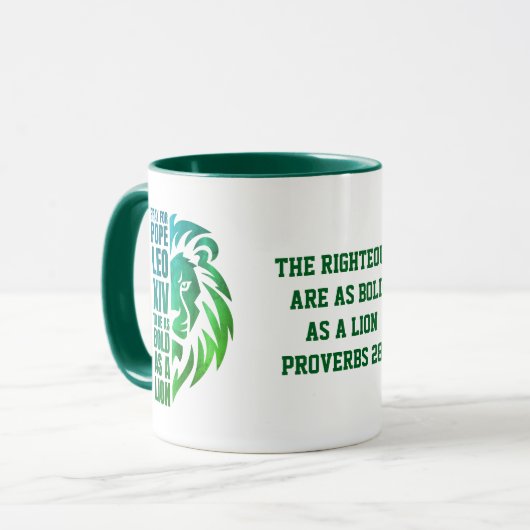 Bid voor paus Leo XIV Christelijke leeuw Mok (Voorkant links)