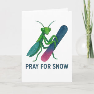 Bid voor sneeuw snowboard bidsprinkhaan winter kaart