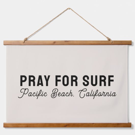 Bid voor Surf Aangepaste Stad Strand Naam Canvas Hangend Wandkleed (Voorkant)