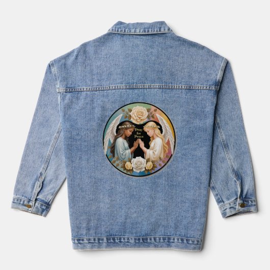 Bid voor vrede engelen denim jacket (Achterkant)