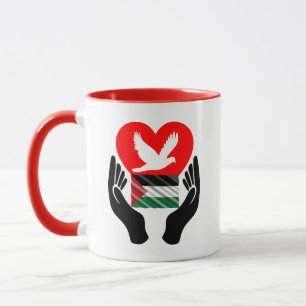 Bid voor vrede in Palestina Peace Dove Heart Mok