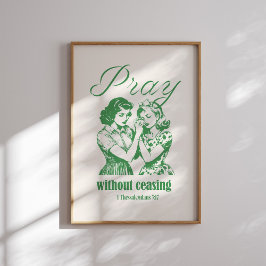 Bid zonder ophouden Retro Green Christelijk Print