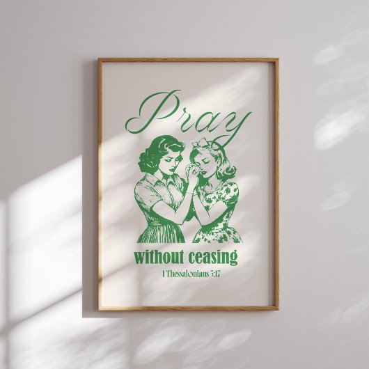 Bid zonder ophouden Retro Green Christelijk Print