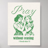 Bid zonder ophouden Retro Green Christelijk Print (Voorkant)