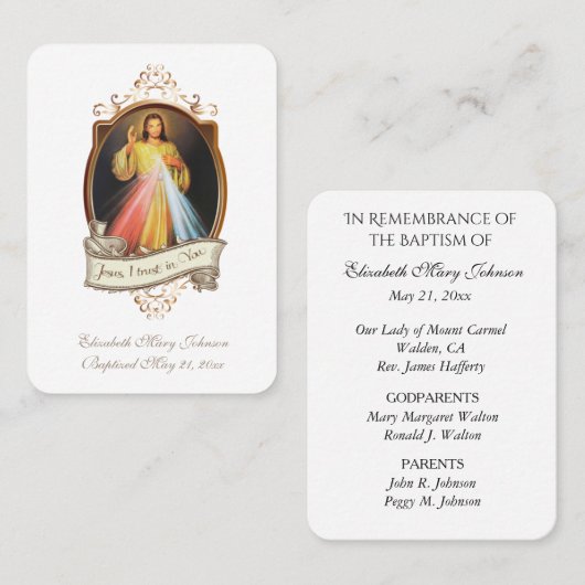 Biddagherinnering voor de goddelijke barmhartighei plaatskaartje (Voorkant / Achterkant)