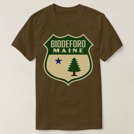 Biddeford Maine Retro Pine Tree Shield Groen T-shirt (Design voorkant)