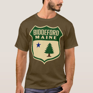 Biddeford Maine Retro Pine Tree Shield Groen T-shirt