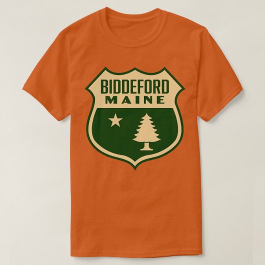 Biddeford Maine Retro Pine Tree Shield Tan T-shirt (Design voorkant)