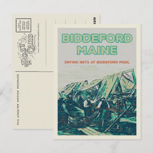 Biddeford Maine USA,  visgebied Briefkaart (Voorkant / Achterkant)