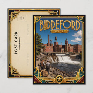 Biddeford Maine Vintage Art Deco Gouden Tijdperk Briefkaart